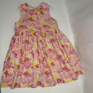 Vintage Laura Ashley 24M Girls Floral Summer Dress Pink And Yellow Flower Collar